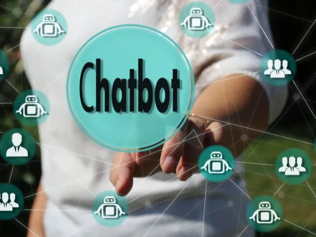 Chatbot Development - AI-powered virtual assistant solutions Chatbot development concept with AI-powered virtual assistant interacting through a digital interface.
